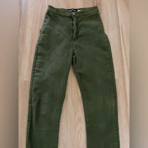 🔥🔥Fashion Nova Dark Olive Green Super High-Waisted Skinny Jean Jeggings